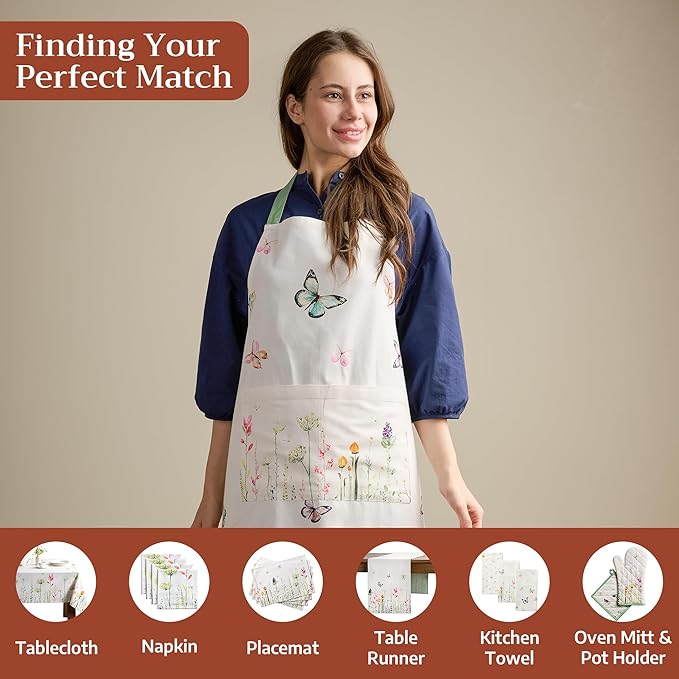 Maison d' Hermine 100% Cotton Apron for women with Pocket Kitchen Chef Apron for Men Cooking Mothers Day Gifts