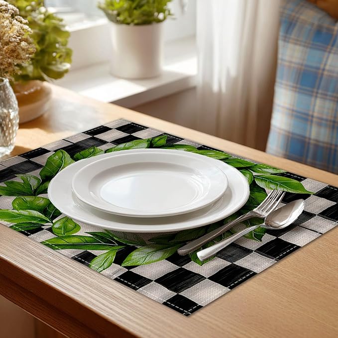 HOMETITUTE Placemats Set of 4 12x18 inch Spring Table Mats for Dining Table Sweet Home Linen Placemats Farmhouse Decorations Kitchen Decor Desk Mat for Outdoor Home Party Kitchen Seasonal Dining