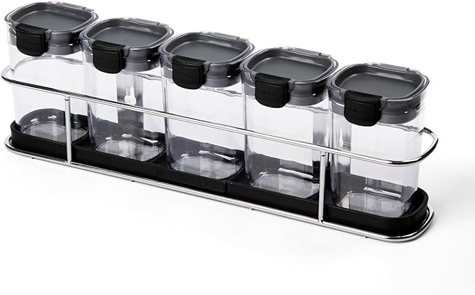 Progressive ProKeeper+ 6-Piece Spice Rack Set - Airtight, BPA-Free, Dishwasher Safe, Sits on Countertop or Mounts to Wall/Cabinet, Includes 24 Labels