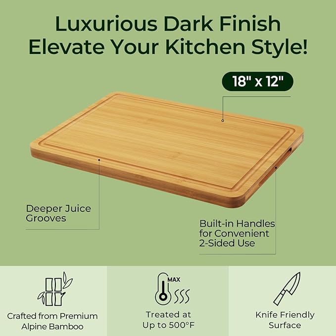 Keechee Kitchen Essentials Natural Bamboo Cutting Board XL With Durable, Knife-Friendly Surface & Deep Juice Groove – Perfect For BBQ(Pre Oiled, Natural)