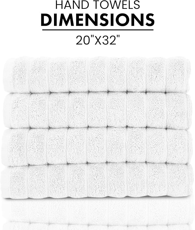 Classic Turkish Towels CTT Luxury Hand Towels for Bathroom Set of 4, 100% Turkish Cotton, Quick Dry & Comfy Towels for Hotel & Spa, Highly Absorbent | 20"x32" (White)