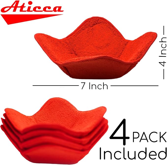 Aticca Microwave Bowl Cozy Holders for Hot Food Set of 4 Hot Pads for Bouillon Cups Multipurpose Heat Proof Plate Holder