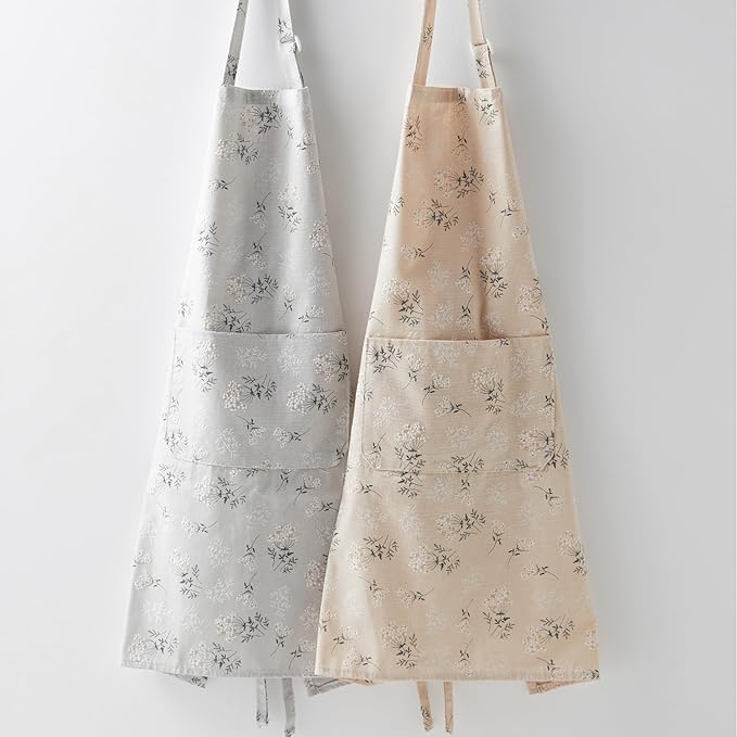 Bakery & Cooking Apron for Men and Women, Adjustable Japanese Style Chef Apron with Waist Belt, 1 Large Pocket, Countryside Linen Look for Kitchen, Baking, Gardening