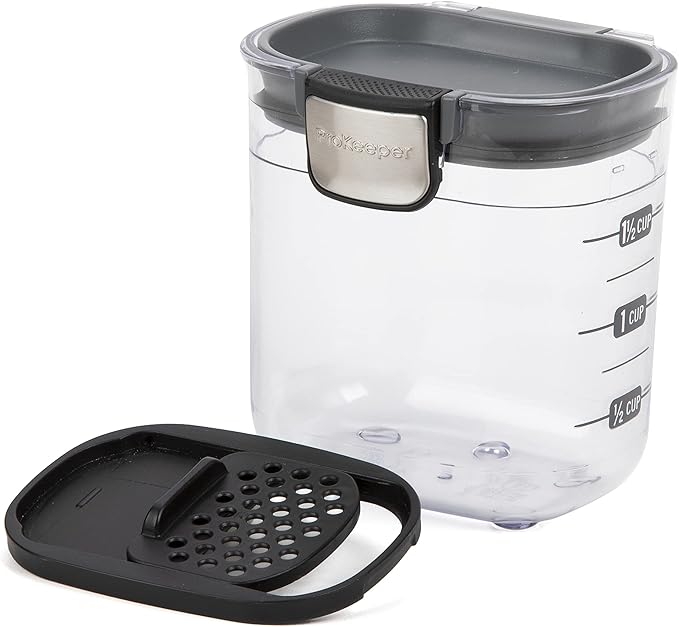 ProKeeper+ by Progressive International Clear Plastic Airtight Food Baker's Kitchen Storage Organization Container Canister Set with Magnetic Accessories (Mini 1.5-Cup)