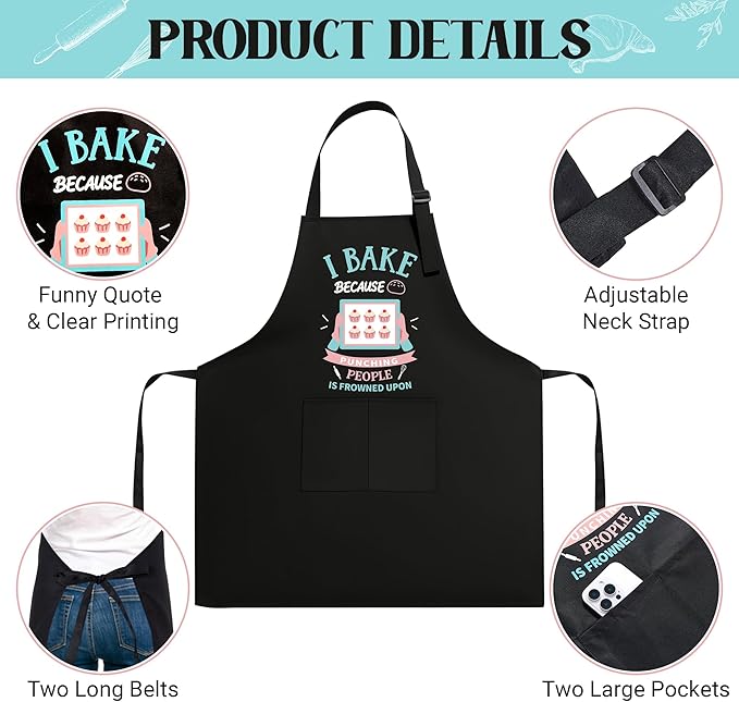 Defresit 2 Pack Funny Baking Aprons for Women Men – Kitchen Cooking Aprons with Pockets, Birthday Mothers Day Baking Gifts for Baker, Mom, Wife | Thanksgiving, Christmas