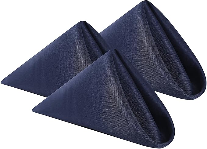 Cloth Napkins 20x20 inch Washable Polyester Dinner Napkins Soft Table Napkins for Wedding Party Dining Banquet(Navy,25PCS)