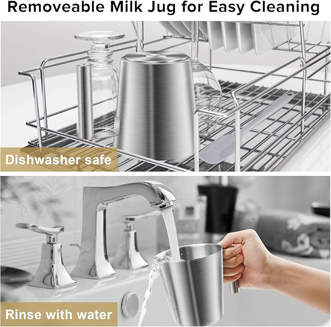 Secura Detachable Milk Frother and Steamer, 17 oz Electric Milk Warmer, 4-in-1 Hot/Cold Foam Maker, Teflon-Free Stainless Steel Jug, Dishwasher Safe for Latte, Macchiato, Hot Chocolate (Green)