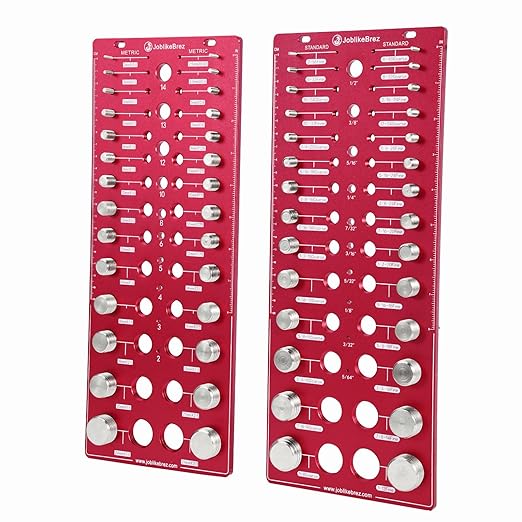 Thread Checker, 76 Nut and Bolt Thread Checker, 28 Standard & 28 Metric & 20 Drill Bit Gauge, Bolt Size Finder, Wall-Mountable Bolt Thread Identifier Gauge with Inch & CM Ruler