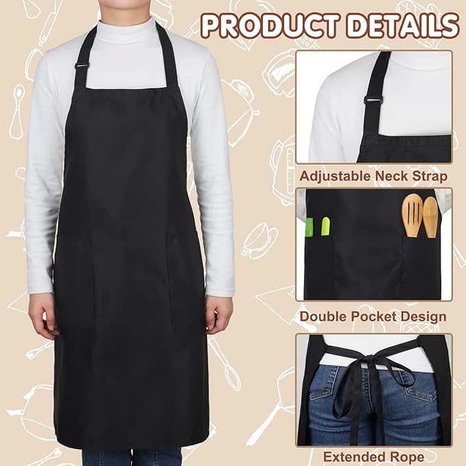 2 Pack Chef Apron and Hat, Adjustable High Cooking Apron Waterproof Kitchen Baking Apron Chef's Hat Christmas Gift