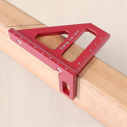 Imperial 3D Multi-Angle Measuring Ruler,45/90 Degree Aluminum Alloy Woodworking Square Protractor, Miter Triangle Ruler High Precision Layout Measuring Tool for Engineer Carpenter,003R