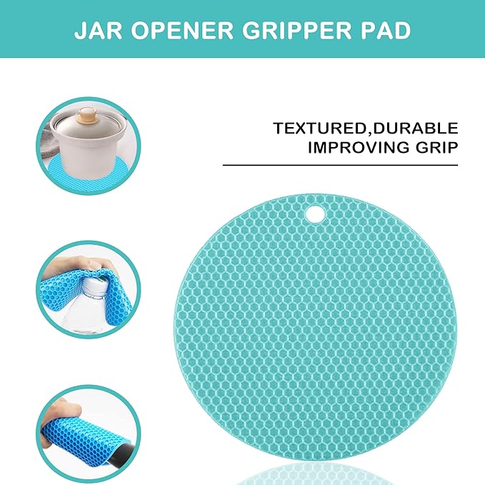 Jar Opener for Weak Hands, Seniors with Arthritis, 5 in 1 Multi Function Bottle Opener Lid Opener For Arthritic Hands with Non Slip Rubber Jar opener Gripper Pad(blue)
