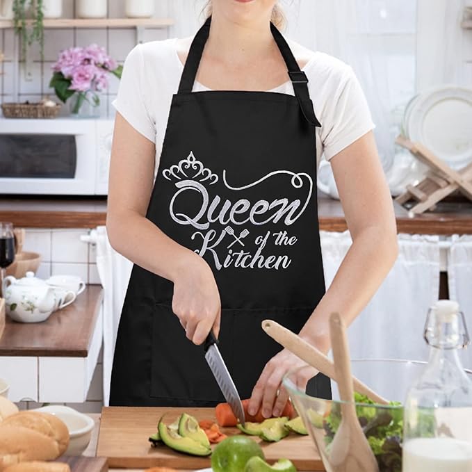 Funny Aprons for Women with Pockets, Kitchen Cooking Grilling Bbq Cute Chef Apron, Mothers Day Birthday Gifts for Women