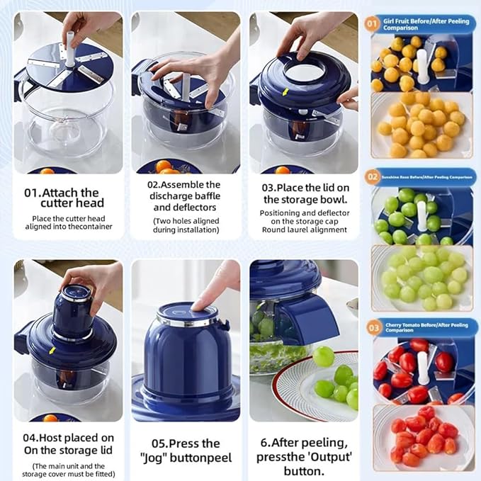 Electric peeler fruits and vegetables, electric grape peeling machine, peeler skin remover tool for small fruits, with USB wireless charging, a good helper for home kitchens.