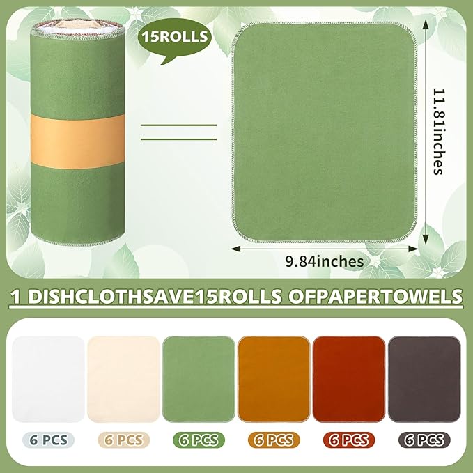 36 Pack Reusable Cleaning Cloths Washable Cotton Kitchen Dish Towels for Home Party Supplies Bulk, 9.84x11.81in (Earth Tone)