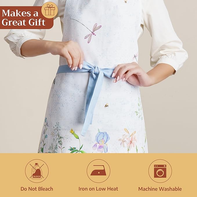 Maison d' Hermine 100% Cotton Apron for women with Pocket Kitchen Chef Apron for Men Cooking Mothers Day Gifts
