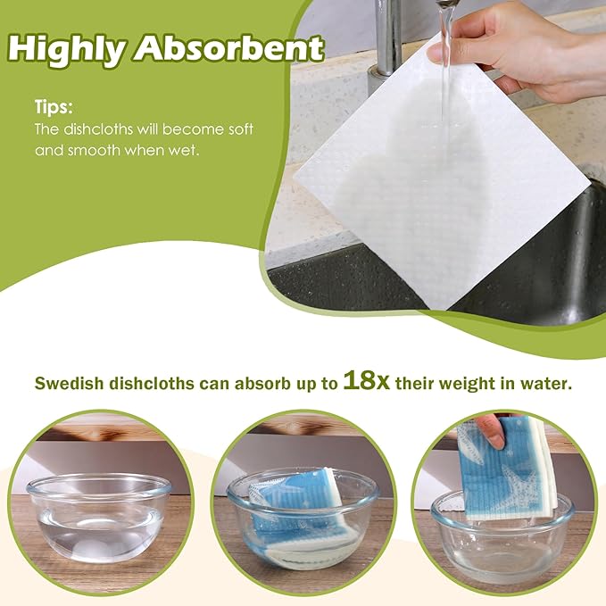 6 Packs Swedish Paper Cloths for Kitchen, Reusable Paper Towels Washable Dish Rags, Highly Absorbent Kitchen Towels Quick Drying Swedish Sponge Cleaning Dish Cloths(Deep Blue Sea Creatures)