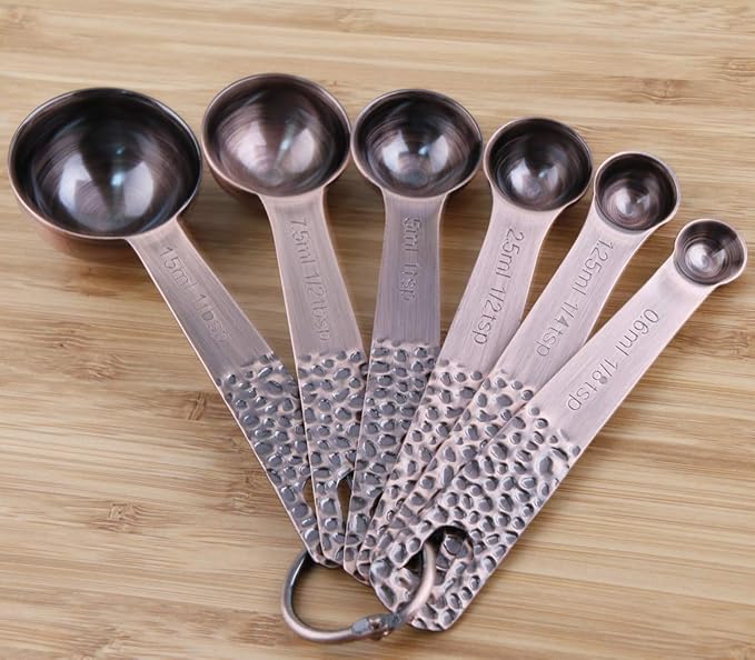 Smithcraft Copper Measuring Cups and Spoons Set, Metric & US Stainless Steel 5 Measuring Cups and 6 Measuring Spoons for Baking & Kitchen