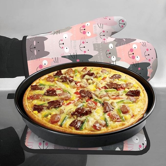 Coffee Bean Coffee Gnomes Oven Mitts and Pot Holders Heat Resistant Oven Mitts Safe for Baking Cooking BBQ