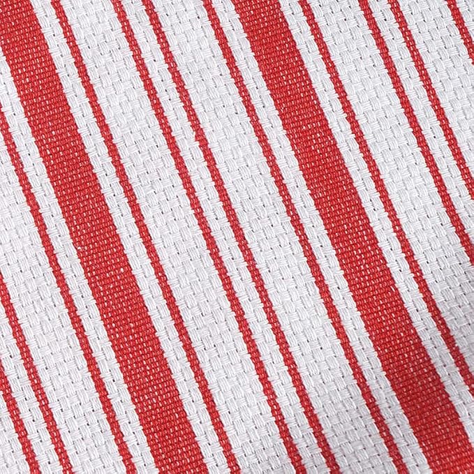 Kitchen Towels Set – Pack of 6 (20’’ x 30’’) Extra Large Premium Cotton Dish Towels for Kitchen – Basket Weave Towels – Absorbent – 100% Cotton – with Hanging Loop – Red