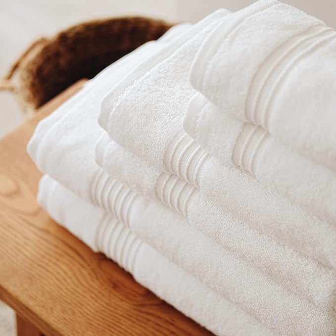 Milara Turkish Bath Towels Set of 6| 2 Bath Towels, 2 Hand Towels & 2 Wash Cloths with Elegant White Color | 700 GSM Premium Quality Cotton Ultra-Soft & Absorbent