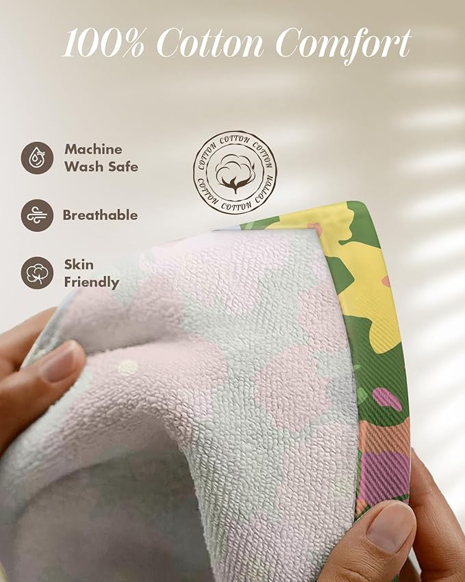 Miss Adola 270 GSM Cotton Kitchen Towels, Oven Mitt and Pot Holder - 4 Pack Kitchen Decor and Accessories Set Spring Cute Farmhouse Boho Quilted Lining Heat Resistant Set with Hanging Loop, Cat Flower