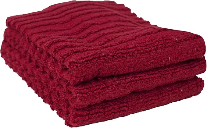 Ritz Royale Collection 100% Combed Terry Cotton, Highly Absorbent, Kitchen Dish Cloth Set, 13-3/4" x 12", 3-Pack, Solid, Paprika