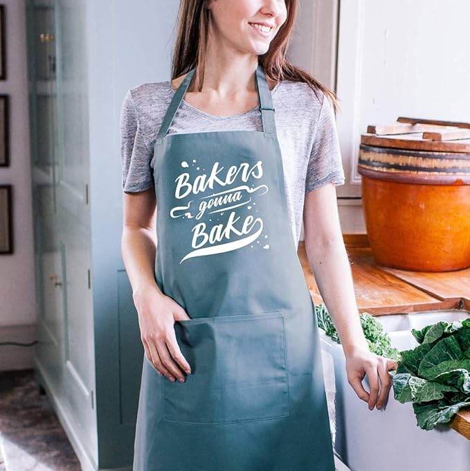 Funny Baking Aprons for Women Men, Cute Baking Gifts for Bakers, Kitchen Cooking Apron with 2 Pockets, Birthday Mothers Day Apron Gift for Mom Wife Husband Dad Son Sister Daughter
