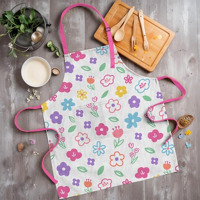SANDJEST Kids Apron with Chefs Hat Set, Kitchen Apron Gifts