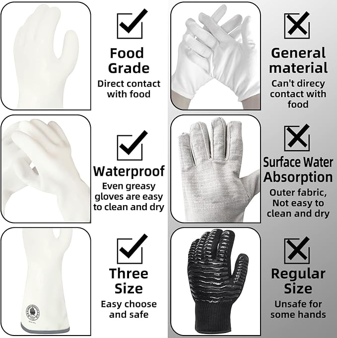 Silicone Oven Gloves, Heat Resistant Oven Gloves with Fingers, Kitchen Oven Mitts Smoker Barbecue Gloves for Baking, Grilling, Cooking, Food Grade, Waterproof (9)