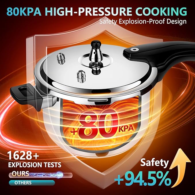 Premium 6.34 Quart Stainless Steel Pressure Cooker, Quality Crafted Kitchen Cookware, Professional Performance, Durable Design for Daily Family Cooking