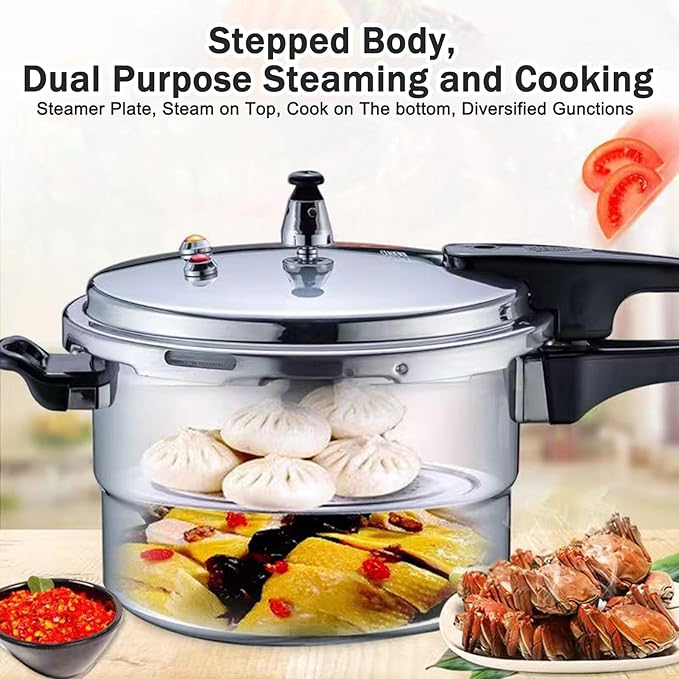 Small Pressure Cooker 4 Quart，Aluminum Pressure Cooker Compatible with Gas & Induction Cooker Fast Cooking Pot Even Heat Distribution for 2-3 People