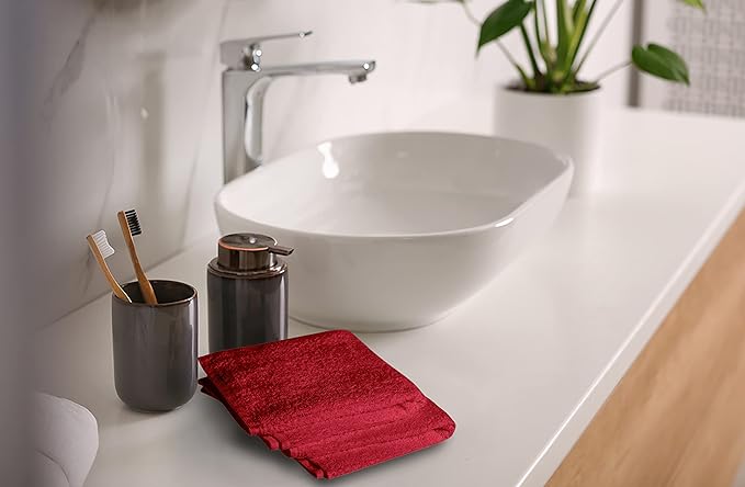 Softolle 100% Cotton Washcloths 24 Pack (12x12 Inches) Soft, Highly Absorbent Washcloth, Face Towels, Wash Cloths for Face, Ring Spun, Bulk Pack (Red)