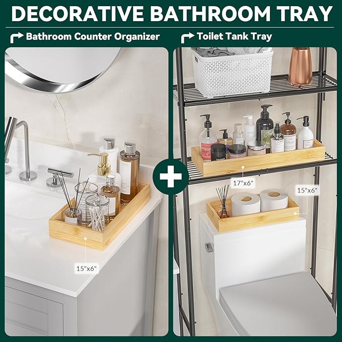 Lixple Bamboo Drawer Organizer, Narrow Stackable Cutlery Tray for Kitchen, 2 Pcs Silverware & Utensil Box, 12" x 3" x 2" (Outer), 11.3" x 2.3" x 1.77" (Inner)