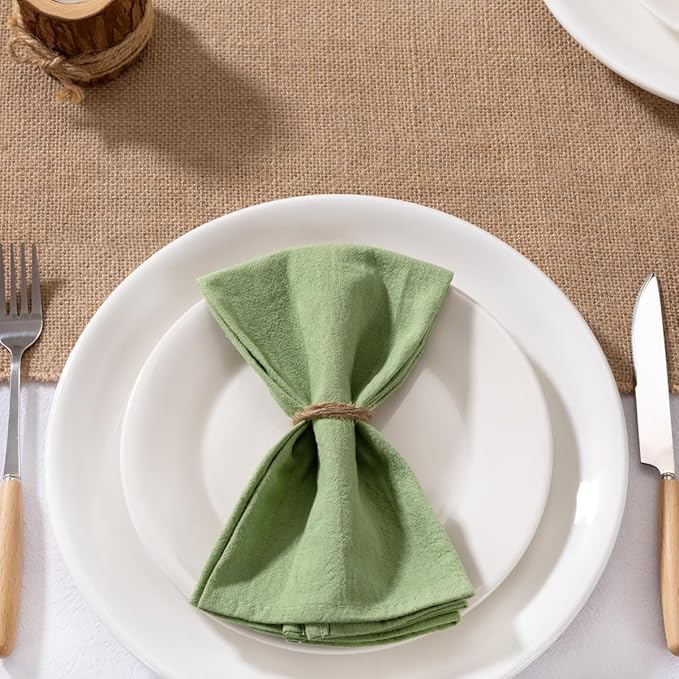 MLMW Sage Green Cloth Napkins Set of 8 Cotton Linen Spring Easter Napkins Cloth Bulk Washable Dinner Napkins 16"×16" for Wedding Baby Bridal Shower Birthday Garden Party Table Decor