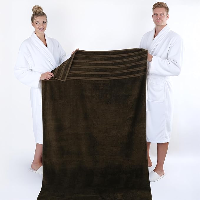 American Soft Linen 35x70 Jumbo Large Bath Towel, 600 GSM 100% Cotton Turkish Bath Sheet, Oversized Luxury Bath Towel for Bathroom Beach and Pool, Brown