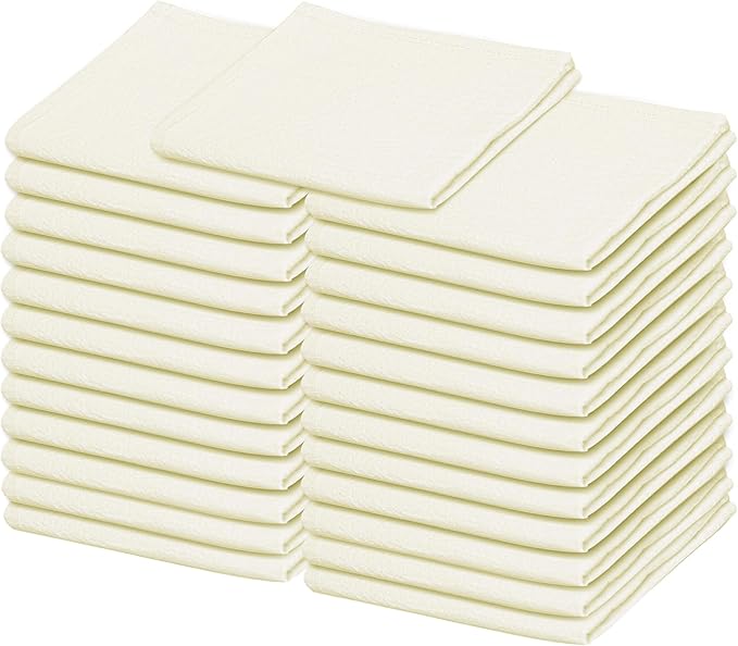 Flour Sack Towels | Tea Towel for Crafts | Kitchen Dish Cotton Blank Towel for Embroidery | Baking Bread Proofing Linen Cover | Thick Absorbent Quick Dry | 24 Pack 28"x28" Natural
