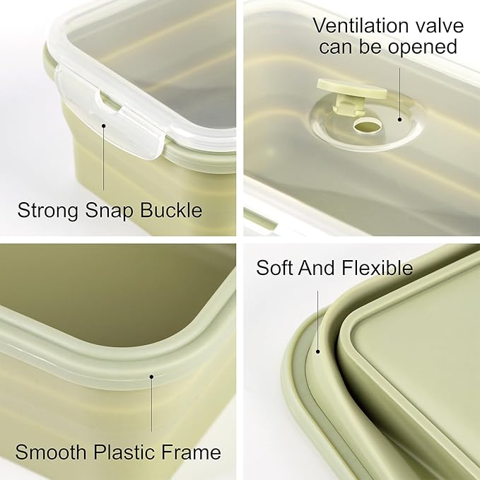 Large Collapsible Food Containers with Lids, Collapsible Bowls For Camping, Save Space, Leak-Proof Silicone Storage Bowls, 2pack 1200ml, Dishwasher, Microwave Freezer Safe