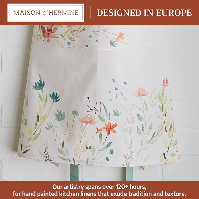 Maison d' Hermine 100% Cotton Apron for women with Pocket Kitchen Chef Apron for Men Cooking Mothers Day Gifts