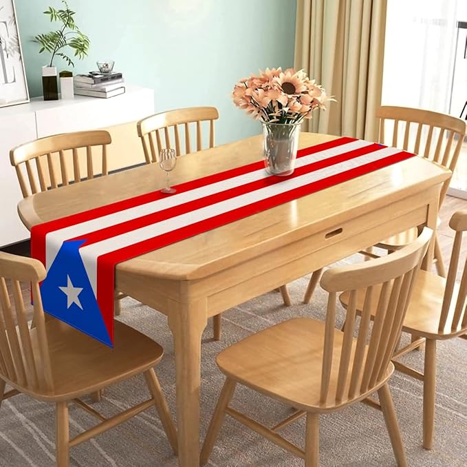Nepnuser Puerto Rican Table Runner for Puerto Rico Themed Party Decoration Home Kitchen Dining Room Dinner Linen Table Decor (13" x 72")