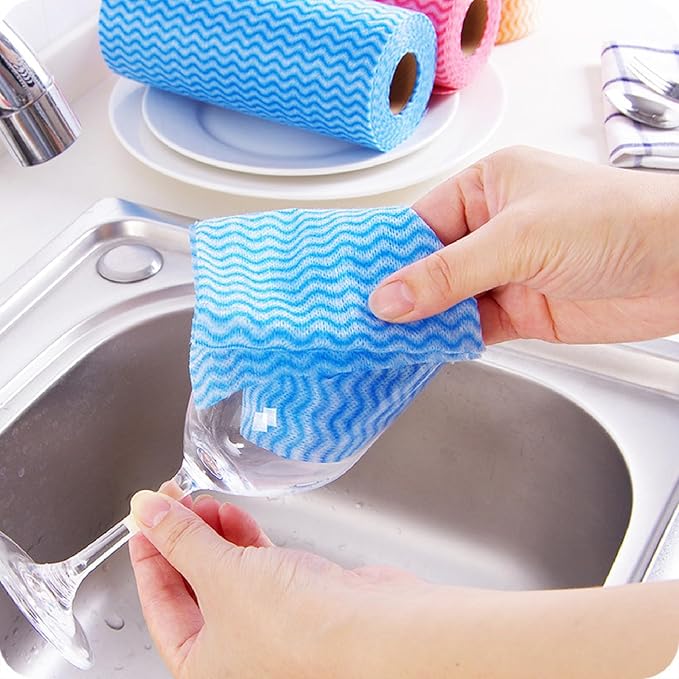 13.8" x 15.8" Disposable Cleaning Towels Disposable Dish Cloths, Reusable Wipes for Kitchen, Bathroom, Household Cleaning, Red