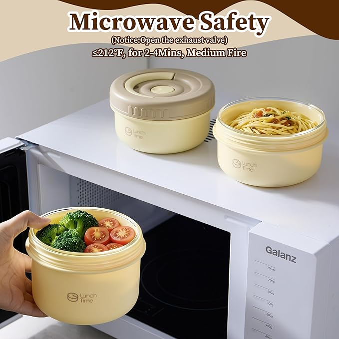 Portable Bento Box Adult Lunch Box Set, 3 Pcs Glass Lunch Container for Adults, 15 Oz+15 Oz+22 Oz Adult Lunchable Containers with Insulated Bag, Leak-Proof, Microwave Safe (Yellow (Glass Liner))
