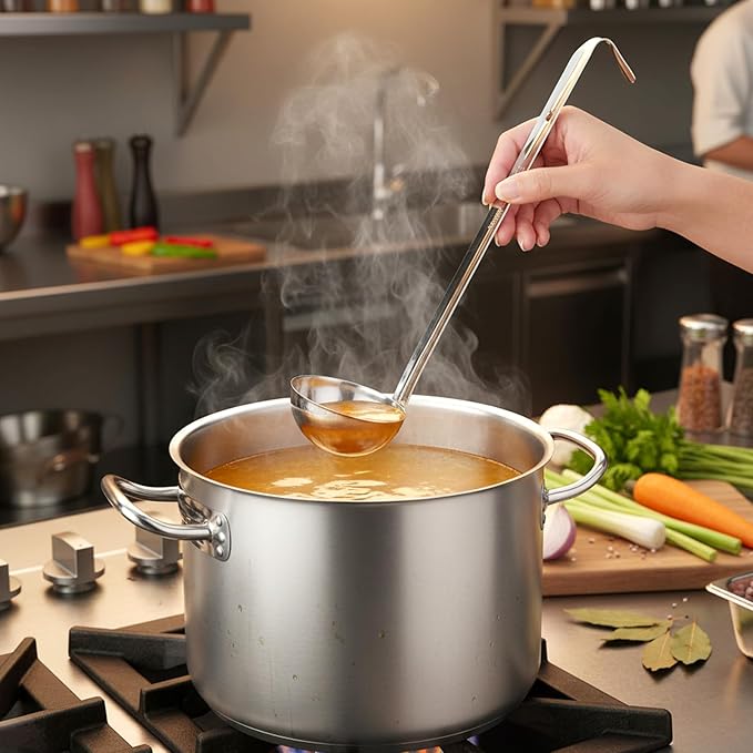 10PCS Stainless Steel Soup Ladle, 2 Oz Serving Ladles with 10" Long Handle for Portion Serving Cooking Stirring Portioning, Kitchen Restaurant Large Ladle Portion Control Spoons