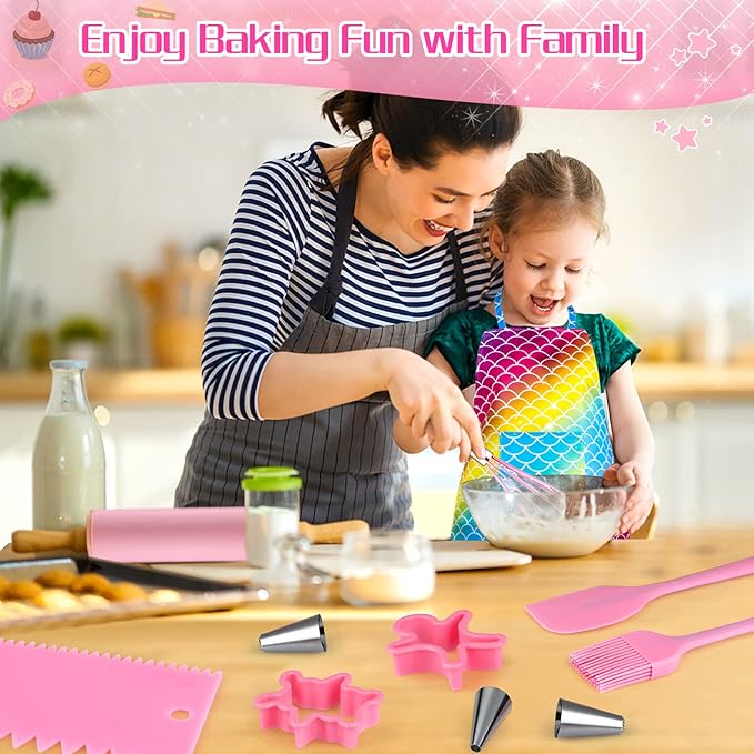 GIFTINBOX Kids Cooking and Baking Set, 54 PCS Complete Kit with Apron and Chef Hat, Real Cooking Utensils and Kitchen Accessories for Junior Chef, Ultimate Baking Gift for Girls Boys
