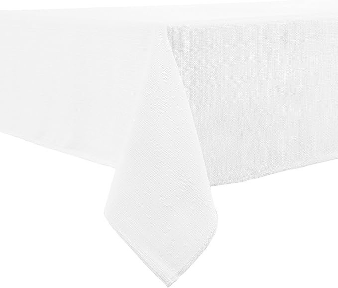 BALCONY & FALCON Rectangle Tablecloth Washable Wrinkle Resistant and Water Proof Table Cloth Decorative Linen Fabric Tablecloths for Dining Parties Kitchen Wedding and Outdoor Use (White, 57x118)
