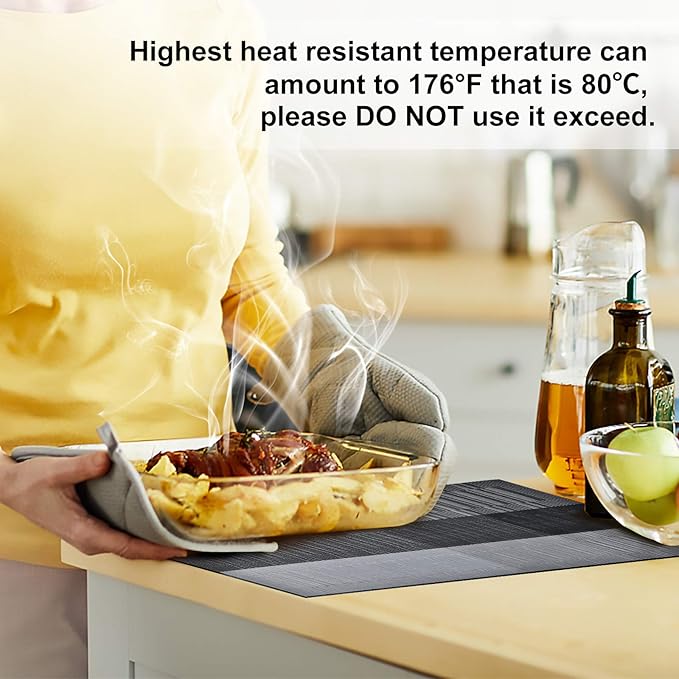 Aofmee Placemats, Placemats Set of 6, Heat Resistant Place Mats, Washable PVC Table Mats, Woven Vinyl Plastic Placemats for Dining Table, Non-Slip Stain Resistant Kitchen Table Placemats Easy to Clean