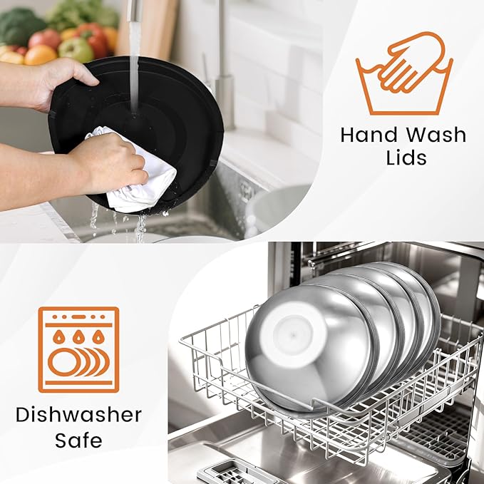 BEWOS 21 Pcs Mixing Bowls with Lids - 7 Stainless Steel Bowls, 3 Graters, 11 Practical Kitchen Accessories, Dishwasher Safe, Ideal for Baking, Meal Prep & On-the-Go, Easy to Store