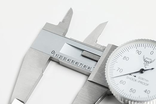 PEC Dial Caliper 0-6 Inch, Stainless Steel Precision Measuring Tool with Shock-Proof Dial, High Accuracy ±0.001"