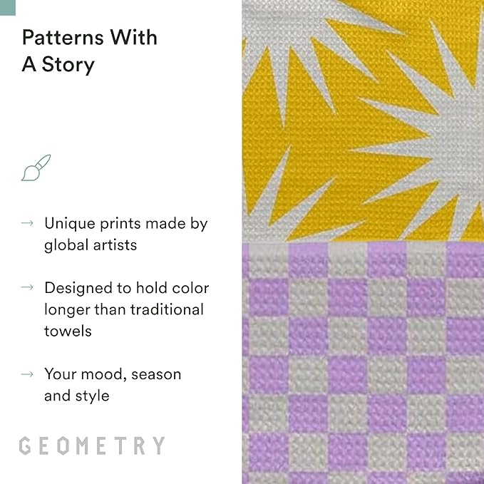 GEOMETRY Spring Kitchen Towels - Quick Dry Microfiber Cloth Spring & Summer Dish Towels for Kitchen Drying - Premium Quick Dry Towel - Lilac Sunburst, 18" x 30" - 2-Pack