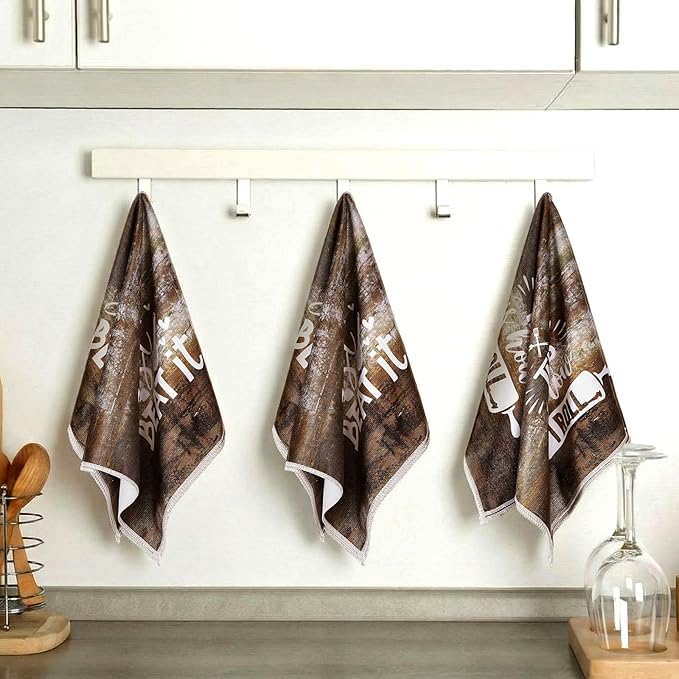 Bencailor 6 Pcs Chocolate Kitchen Towels Decorative Sets Dish Towels Absorbent Fast Drying Hand Tea Vintage Hanging Reusable Cleaning Dishcloths for Cooking Farmhouse Bathroom Accessory