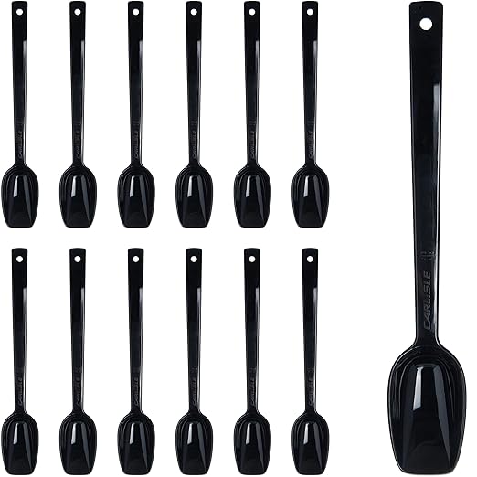 Carlisle FoodService Products Plastic Solid Spoon, 10 Inches, Black, (Pack of 12)